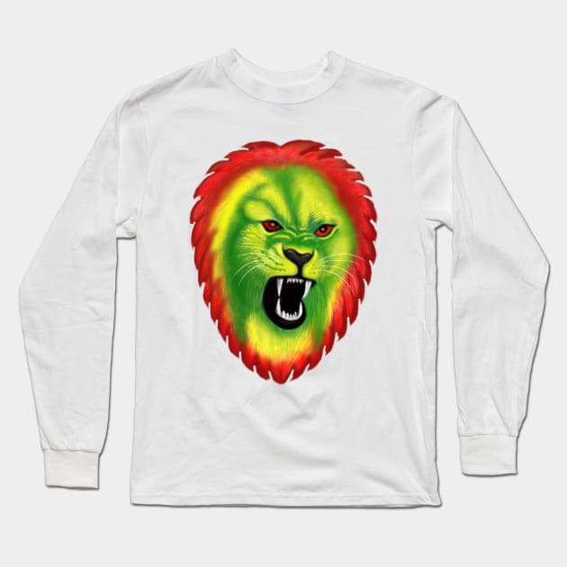 Reggae Rasta Colors Lion Gift Long Sleeve T-Shirt by Merchweaver
